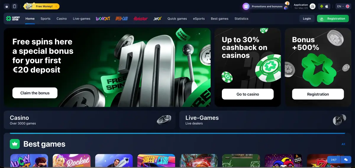 Lucky Star casino official website