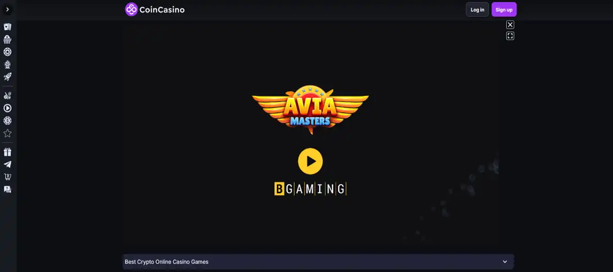 Avia Masters in CoinCasino gameplay with rising multiplier
